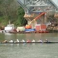 Repairing the Henry Hudson Bridge and the Columbia University Women's Rowing Team. Photo taken by Brian Weinberg, 9/28/2005.