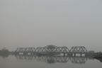 Spuyten Duyvil Swing Bridge (Inwood Movable Bridge) in dense fog. Photo taken by Brian Weinberg, 11/6/2005.