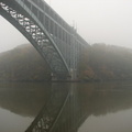 Manhattan end of the Henry Hudson Bridge in dense fog. Photo taken by Brian Weinberg, 11/6/2005.