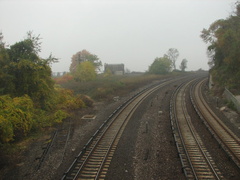 Spuyten Duyvil in dense fog. Photo taken by Brian Weinberg, 11/6/2005.