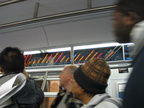 The FIND (Flexible Information and Notice Display) being evaluated on R-160B 8713 @ Hoyt-Schermerhorn. This photo shows the LED