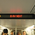 The LED route and station/annoumcment panel already present on the R-142, R-142A, and R-143 subway cars. R-160B 8713 @ Hoyt-Sche