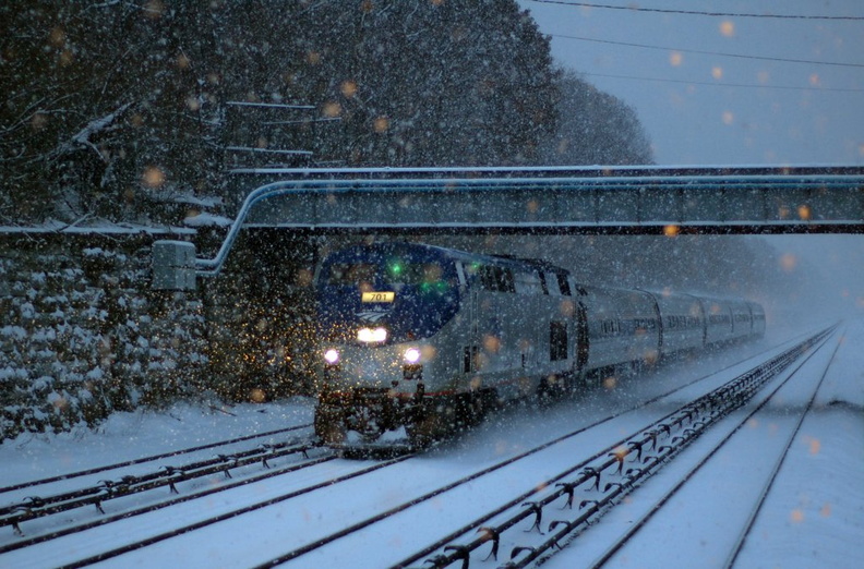 PHOTOSHOPPED *** Amtrak P32AC-DM 701 @ Riverdale (Empire Service). Photo taken by Brian Weinberg, 12/9/2005.