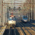 Amtrak AEM-7AC 926 and Amtrak Acela Express 2011 @ Elizabeth, NJ. Photo taken by Brian Weinberg, 12/18/2005.