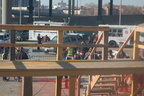 Temporary wooden boarding platform @ the Yankee Stadium Park &amp; Ride. Photo taken by Brian Weinberg, 12/21/2005.