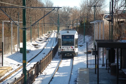 NJT Newark City Subway (NCS) LRV 105B @ Davenport Avenue. Photo taken by Brian Weinberg, 1/15/2006.