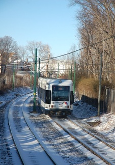 NJT Newark City Subway (NCS) LRV 116A @ Davenport Avenue. Photo taken by Brian Weinberg, 1/15/2006.