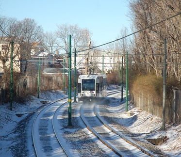 NJT Newark City Subway (NCS) LRV 116A @ Davenport Avenue. Photo taken by Brian Weinberg, 1/15/2006.