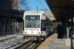 NJT Newark City Subway (NCS) LRV 105B @ Orange Street. Photo taken by Brian Weinberg, 1/15/2006.