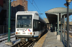 NJT Newark City Subway (NCS) LRV 105B @ Orange Street. Photo taken by Brian Weinberg, 1/15/2006.