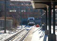 NJT Newark City Subway (NCS) LRV 116A @ Orange Street. Photo taken by Brian Weinberg, 1/15/2006.