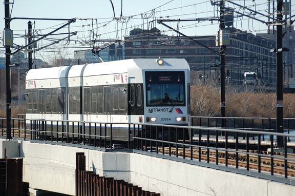 NJ Transit HBLR LRV 2033A @ Hoboken Terminal. Photo taken by Brian Weinberg, 2/19/2006.