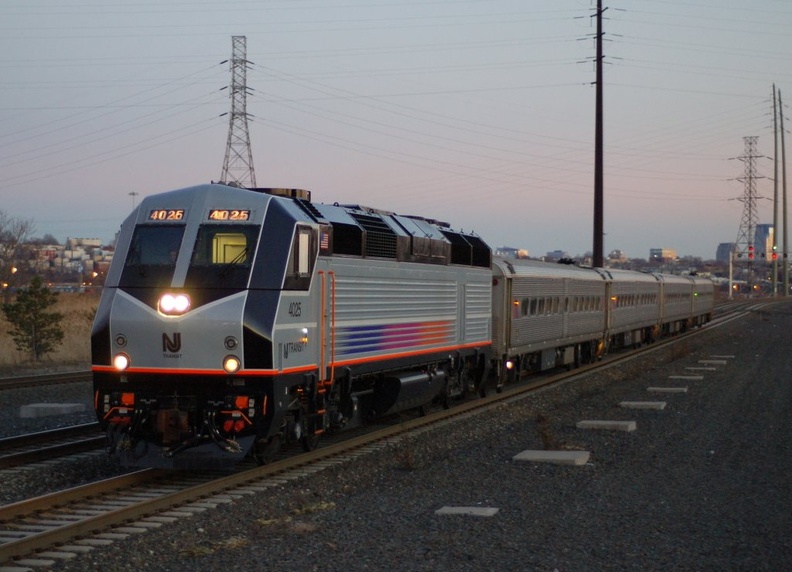 NJ Transit PL42AC 4025 @ Secaucus Transfer. Photo taken by Brian Weinberg, 2/19/2006.
