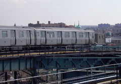 R-143 8201 @ Broadway Junction (L). Photo taken by Brian Weinberg, March 9, 2003.