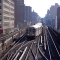 R-62A 2190 @ 125 St (1). Train is traveling northbound and is switching from the middle track to the northbound track. Photo tak