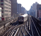 R-62A 2190 @ 125 St (1). Train is traveling northbound and is switching from the middle track to the northbound track. Photo tak