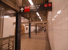 Broadway-Nassau Street (A/C) - eastern mezzanine, looking east. This is part of the Fulton Street station complex. Photo taken b