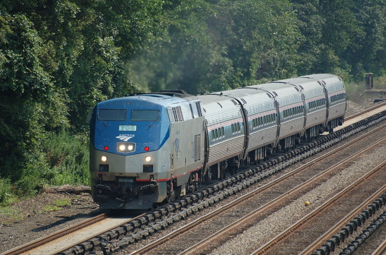 Amtrak P32AC-DM 708 @ Riverdale (Train 291, Ethan Allen Express). Photo taken by Brian Weinberg, 7/9/2006.