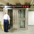 Downtown elevator @ Times Square (1/2/3) - 41st Street mezzanine. Photo taken by Brian Weinberg, 8/3/2006.