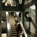 Times Square (7) - eastern escalator off the Flushing platform and eastern stairs between 41 Street lower and upper mezzanines.
