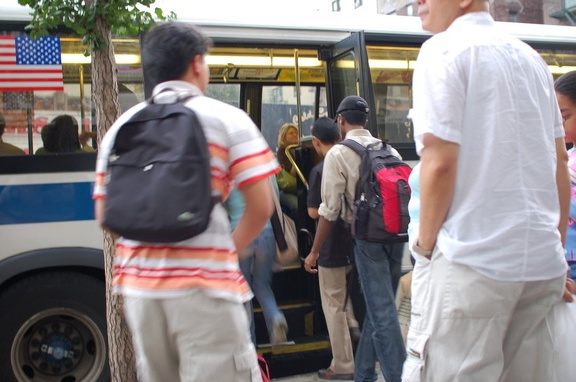 Bad people boarding through the rear door @ 231 St and Broadway. Photo taken by Brian Weinberg, 8/25/2006.