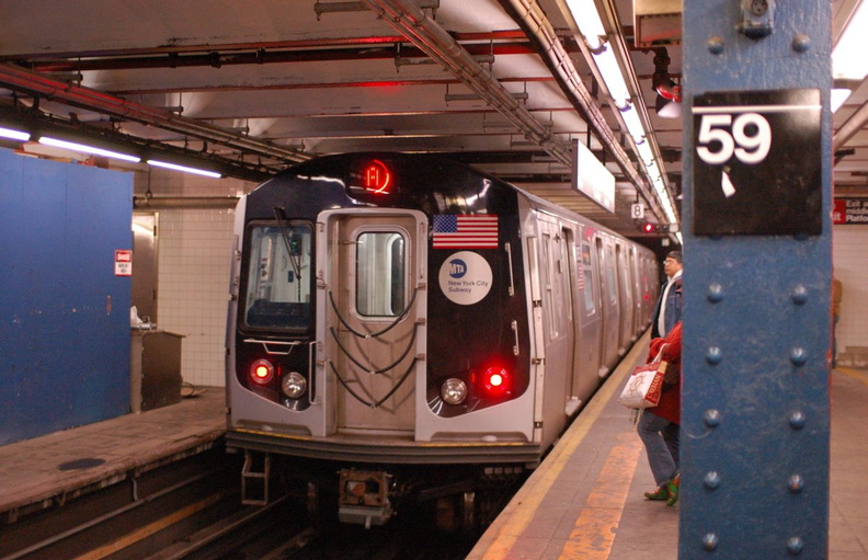 R-160A-2 8653 @ 59 St - Columbus Circle (A). Set is on 4th run of second day of 30-day test. Photo taken by Brian Weinberg, 10/17/2006. DSC_8151a.jpg