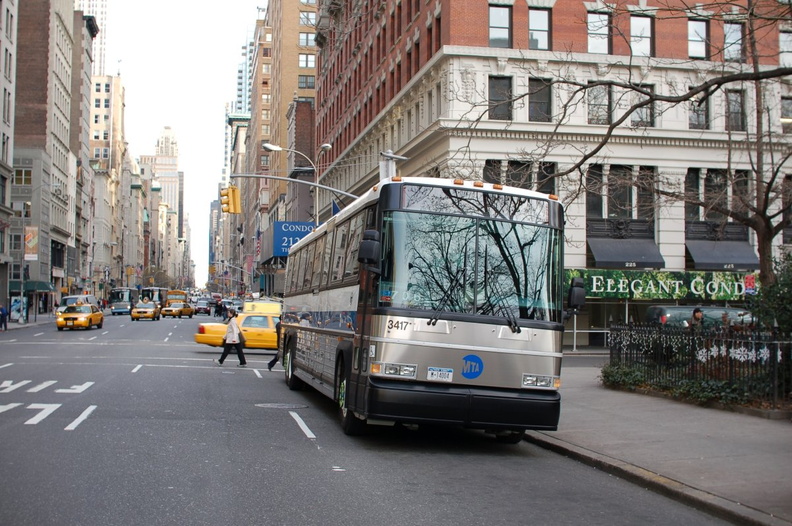 MTA Bus MCI D4500CL 3417 @ Madison Square Park (not in service). Photo taken by Brian Weinberg, 12/19/2006.