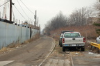 Staten Island North Shore right-of-way near N Burgher Avenue. The ROW forms a dirt road that can be driven east and west of this