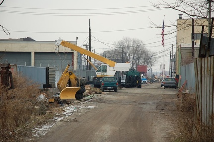 Staten Island North Shore right-of-way near N Burgher Avenue. The ROW forms a dirt road that can be driven east and west of this