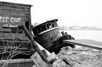 Abandoned Erie Canal tugboat &quot;Philip T. Feeney&quot; at the end of Port Richmond Avenue. It was built in 1892 and had 600 H