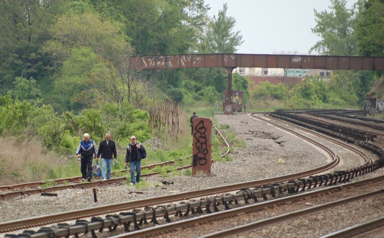 Fishermen walking the tracks @ Riverdale (Hudson Line). Photo taken by Brian Weinberg, 5/20/2007. DSC_2907a.jpg