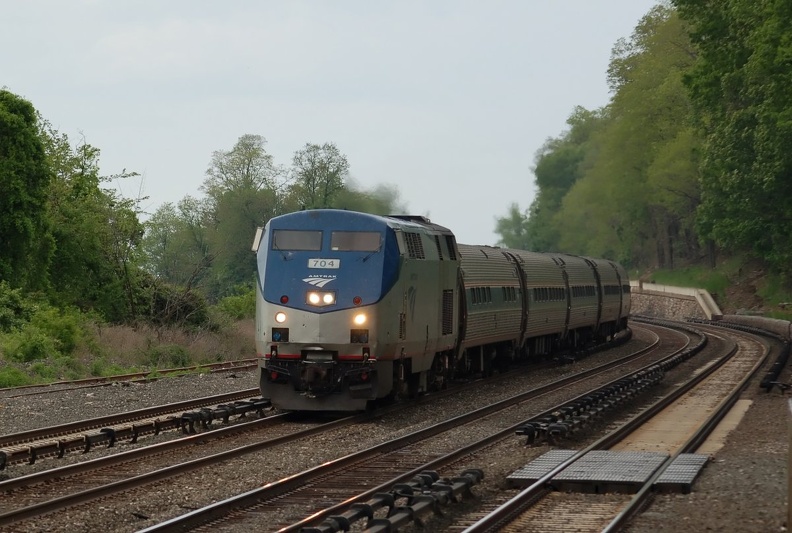 Amtrak P32AC-DM 704 @ Riverdale (Empire Service train #242). Photo taken by Brian Weinberg, 5/20/2007.