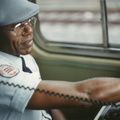 PATCO train operator during a fan trip. Photo taken by John Lung, July 1988.