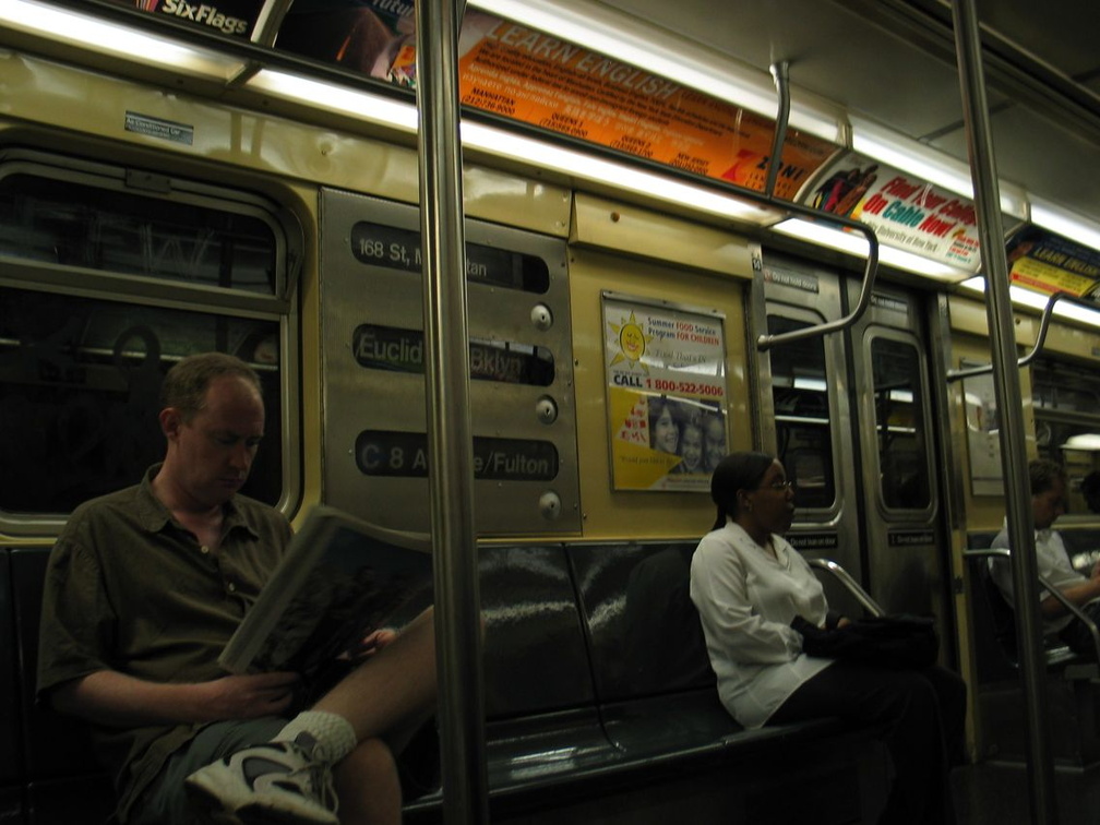 R-32GE 3935 @ 59 St - Columbus Circle (C). Interior. Photo taken by Brian Weinberg, 8/29/2003.