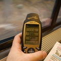 Amtrak Acela Express at 149 MPH as shown on my GPS. Photo taken by Brian Weinberg, 8/10/2007.