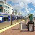 Miami Metrorail cars 221, 222, and 104 @ Dadeland South Station. This is the north end of the station. Photo taken by Brian Wein