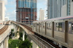 Miami Metrorail cars 104 and 103 @ Brickell Station. Photo taken by Brian Weinberg, 9/12/2007.