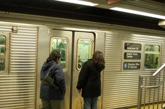 R-32 3825 @ Jackson Heights-Roosevelt Avenue (E). Note that the car is not crowded at all. Also note the top destination reading