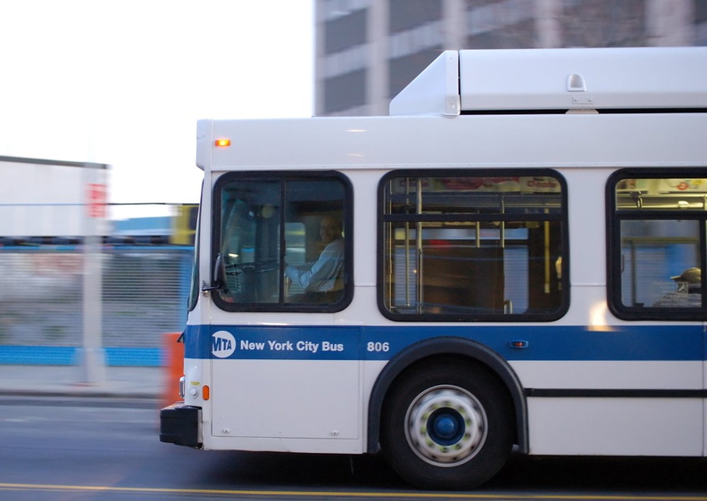 MTA NYCT &quot;New York City Bus&quot; C40LF 806 II @ Jackson Ave &amp; 21 St. Note the smiling happy bus driver (B61). Photo ta