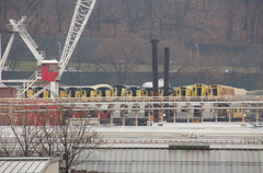 Weeks Marine barge @ 207 St Yard. The barge is full of subway cars destined for a reef off the east coast. Visible are various y