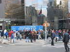 Free coffee and donuts in front of the Millennium hotel.   Photo taken by Brian Weinberg, 11/24/2003.