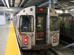 PATH PA-4 869 @ WTC. Note the experimental LED destination sign above the storm door.  Photo taken by Brian Weinberg, 11/24/2003