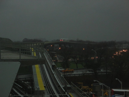 Jamaica bound AirTrain heading towards the beginning of the Van Wyck raceway (60MPH baby, YEAH!).