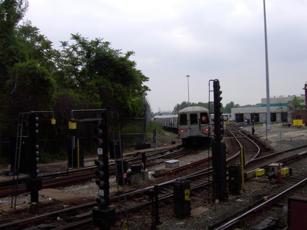 Jamaica Yard, as seen from the MOD train. Photo taken by Brian Weinberg, 6/8/2003.