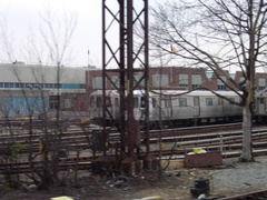 Jamaica Yard, as seen from the MOD train. Photo taken by Brian Weinberg, 6/8/2003.