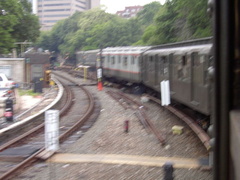 Jamaica Yard, as seen from the MOD train. Photo taken by Brian Weinberg, 6/8/2003.