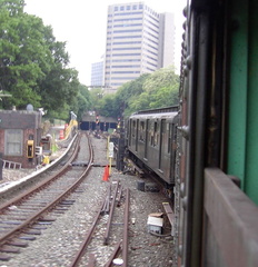 Jamaica Yard, as seen from the MOD train. Photo taken by Brian Weinberg, 6/8/2003.