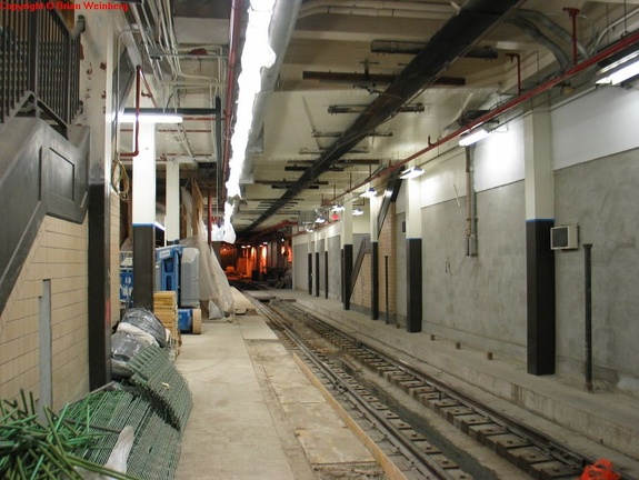 Outbound platforms of the Newark City Subway @ Newark Penn Station. Photo taken by Brian Weinberg, 2/16/2004.