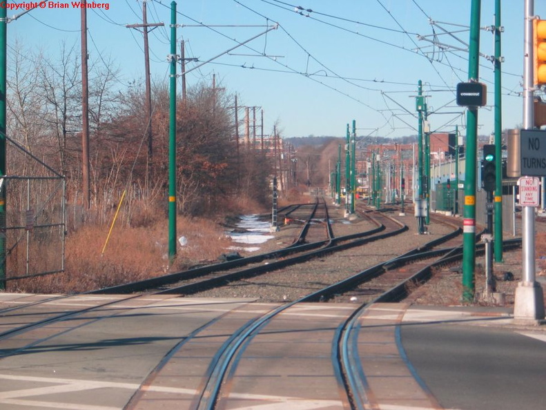 Exiting the Silver Lake (Belleville) station. Photo taken by Brian Weinberg, 2/16/2004.