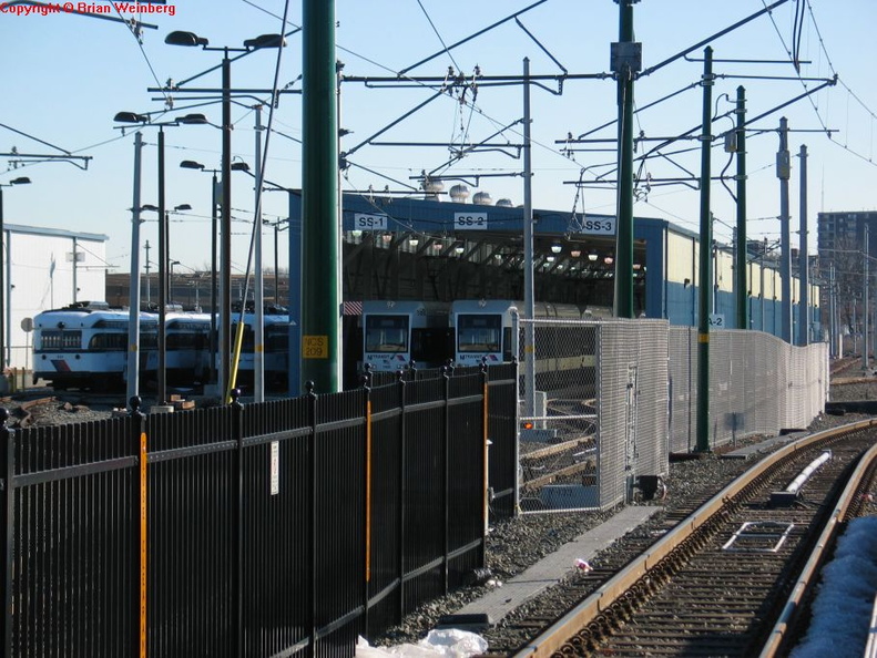 Newark City Subway car shops. Note the PCC's on the left. Photo taken by Brian Weinberg, 2/16/2004.